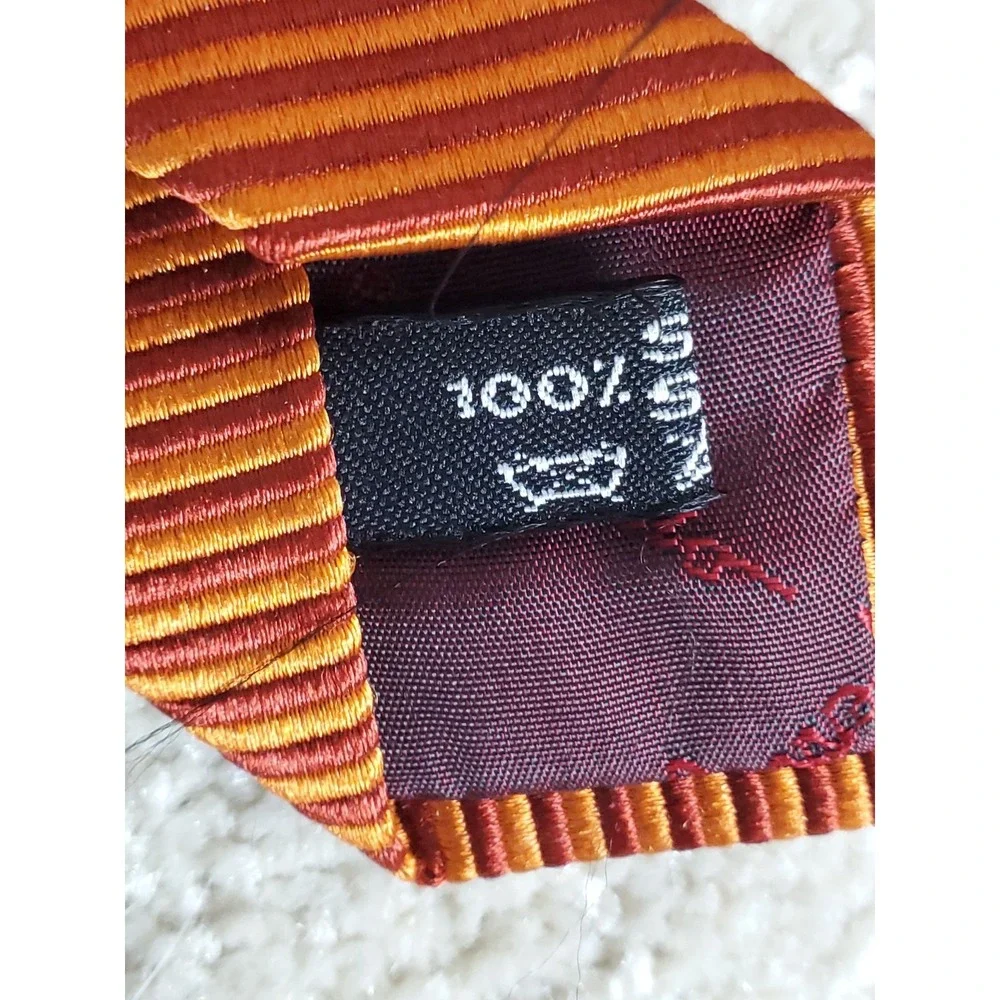 Salvatore Ferragamo Men's Neck Tie Orange Stripe‎ Pattern Silk 59